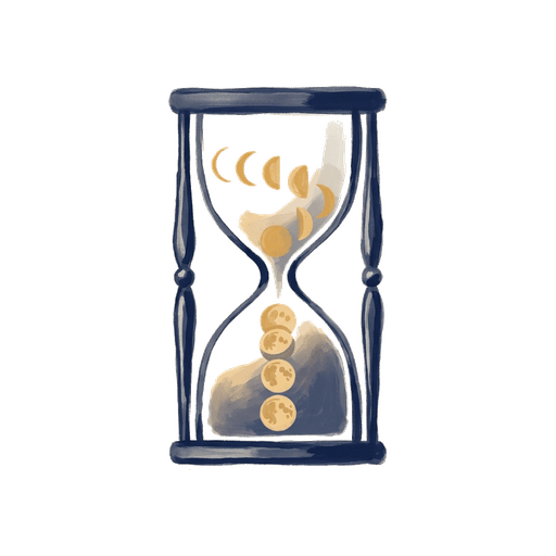 Pictogram of a slow-time motif representing years of waiting for diagnosis.